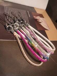 1 件奢华水钻手链式手机挂绳，女士时尚短款手持手机挂饰，通用手机、耳机、钥匙防丢防掉链 - 彩色 - 查看 12