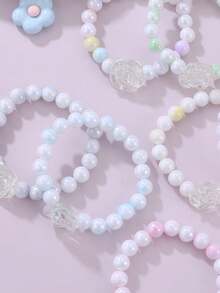 7件套花朵串珠手链套装，节日礼物 - 彩色 - 查看 7