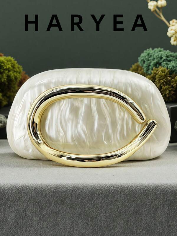 Bolso cruzado asimétrico de moda europea y americana nuevo para mujeres 2025, embrague con forma de concha de acrílico único para bodas y fiestas