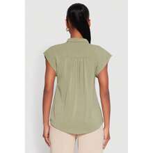 Ruched Cap Sleeve Blouse - Multicolor - View 6