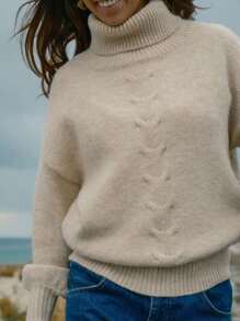 Plain Color Casual Loose Turtleneck Sweater, Autumn/Winter