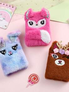 Neues Kinder Cartoon Kaninchen Plüsch Notizbuch, tragbares Mini Taschennotizbuch für Mädchen Studenten, Batik-Position variiert je nach Farbunterschied (4,3" x 3,3") - Verschiedenfarbig - Übersicht 6