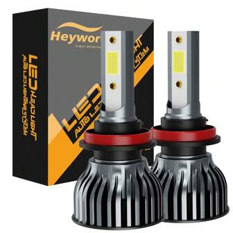 Heyword Heyword 2 stuks LED-autokoplampen 9005 9006 H13 H11 H7 H4 H1 Autokoplampen Groot dimlicht, 75000LM 800% helderder 6500K Wit Canbus Snelle stille ventilator Heldere COB CSP-chip Plug-N-Play