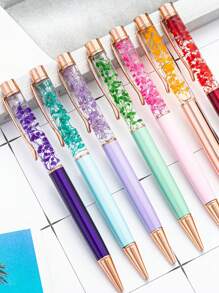 2pcs Random Dried Flower Ball Point Pen. Elegant Ballpoint Pen, Suitable For Women, Girls, Teachers, School, Office As Graduation Gift. Black Ink, Medium Nib. Suitable For Females, Girlfriends, Daughters, Teachers And Others, Or Can Be Placed In Office, Stationery Shop, Home, School, Etc. School Supplies,Back To School