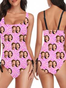 1 pieza Traje de baño personalizado para mujer, diseño de pareja personalizado, impresión facial, sexy y de moda, alta elasticidad, estilo ajustado, adecuado para playa y entrenamiento de natación, de moda para jóvenes, playa, vacaciones, ropa de baño para niñas, mejor regalo para novia/esposa, elegante, de moda, hipster, casual, minimalista chic, personalizado, personalizado, único, disfraces de hombre, guardarropa cápsula, estilo básico/urbano para hombres, regalos ideales para él, novio, familia, amigos, para cumpleaños, para vacaciones/vacaciones, para escuela/competencia, para deportes/escalada