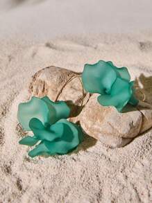 Tropiscape 1pair New Design Fashionable Long Floral Resin Earrings For Women, Exaggerate Elegant And Versatile. Beach