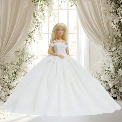 Vestido de novia de princesa de 11.5 pulgadas/30 cm, adecuado para vestir muñecas, falda extra grande, falda envolvente simulada de novia, vestido de supermodelo, falda esponjosa, vestido de novia de princesa de hadas (muñeca no incluida)