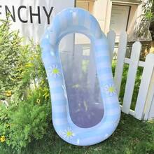 1pc Inflatable Floating Raft, Daisy Stripe Fresh Style With Middle Net, Summer Pool Water Play Inflatable Raft Swim Ring, For Pool Party And Water Gathering, Available In Single Hole Or Multi-Hole Floating Bed Set - Small Daisy Floating Raft With Middle Net - View 15