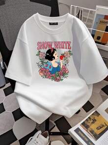 180g Pure Cotton Snow White And 7 Dwarfs Shirt, Disney Princess Sweatshirt, Disney Girls Trip Shirt, Princess Snow White Shirt Top For Everyday Wear Stylish Designer Clothes Comfortable Soft Female Versatile Fashion Streetwear Women Graphic Slightly Unisex Breathable