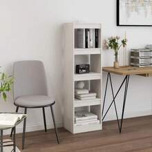 vidaXL Bücherregal Raumteiler Weiß 40x30x135,5 cm Massivholz Kiefer - Reines Weiß - Übersicht 1