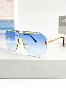 New Modern Retro Square Large Frame Rimless Fashion Eyeglasses, Unisex Metal High-End Punk Personalized Party Street Shooting Eyewear, Suitable For Daily Outfit Matching - Multicolor - View 3