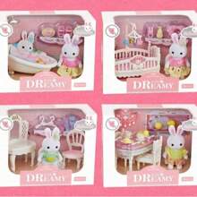 Set de regalo de casa de muñecas Mini White Rabbit con una bonita muñeca White Rabbit y divertidos accesorios de mobiliario para mayores de 3 años (Dresser-Home Scene)