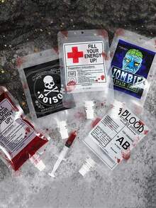 5/15/25 chiếc Túi đựng đồ uống Halloween Cosplay Ma cà rồng Túi đựng máu Zombie Đồ uống Túi đựng đồ uống Đạo cụ Vật dụng trang trí Halloween - Nhiều màu - Xem 6