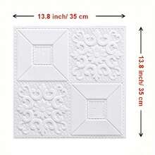 10/20/30/50pcs 35*35cm Self-Adhesive 3D Wall Stickers, White, Living Room Bedroom Wall Renew Decor, Waterproof Mildew-Proof Wall Paper, Dormitory Office Ceiling Decor Foam Wall Decals - Multicolor - View 13