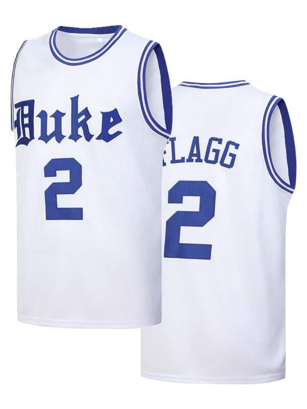 Men's Basketball Jersey, 2 White, Embroidered Sports Tank Top