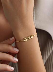 1 pieza Pulsera personalizada con nombre, pulsera con letra de burbuja, joyería de mano 3D Balloon, brazalete de acero inoxidable, material personalizado para mujer, regalo de boda, novia, mejor opción, simple y elegante, para fiesta de aniversario, graduación diaria, Día de la Madre, San Valentín, regalos de Navidad, útiles escolares, vuelta al colegio, escuela, aula, universidad, dormitorio, estudiantes universitarios, universitarios y universitariosSo para estudiantes de secundaria, preparatoria, secundaria y preparatoria
