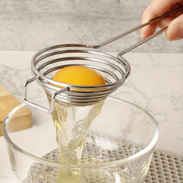 1pc Premium Stainless Steel Egg Yolk Separator - Effortless Egg White And Yolk Divider With Filter Function For Perfectly Separated Eggs - Durable And Easy To Use Kitchen Gadget