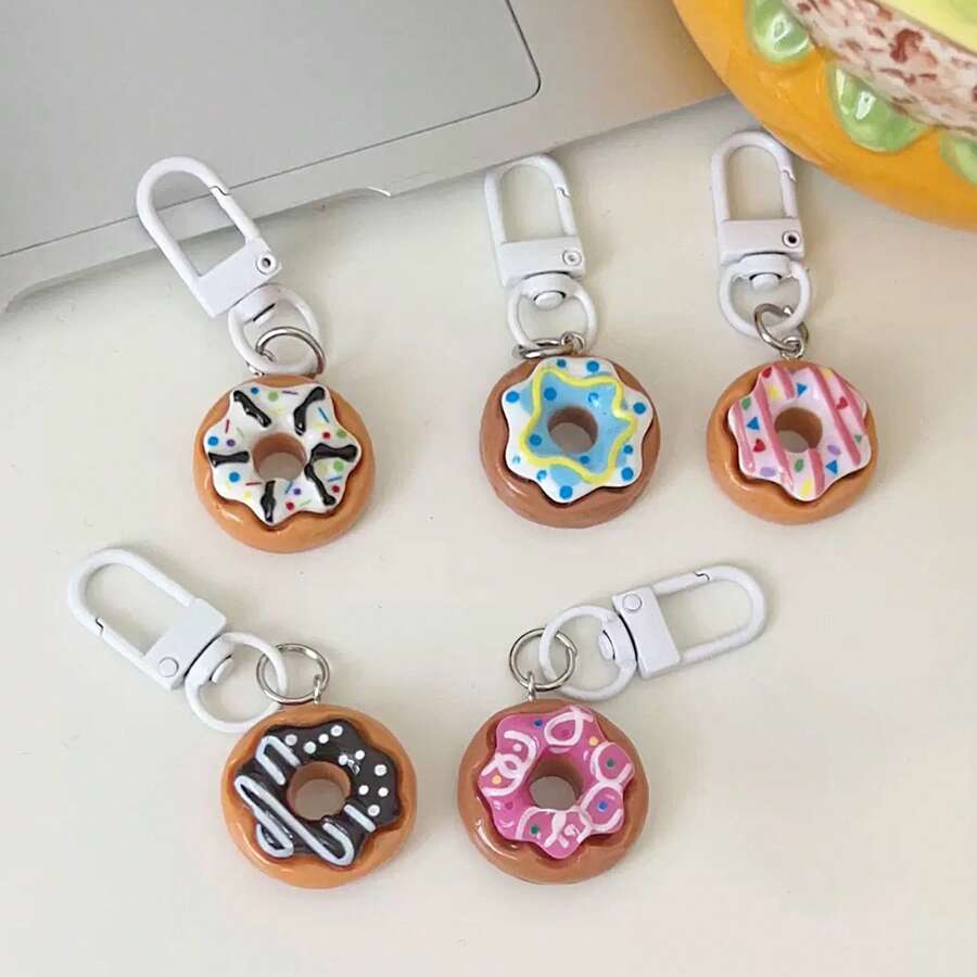 5pcs Cartoon Donut & Rabbit Keychain, Bag Pendant Accessories, Small For Friends Car Accessories Bag Charm Backpack For School Cute Goth Y2k Halloween Accessories Teachers Day Christmas Gift Ideas