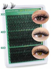 300 Clusters, D Curl, DIY Large-Capacity Eyelash Cluster Eyelash Extension Box Set,30D+40D+50D/60D+80D+100D, 10-16mm Mixed, Cat's Eye Eyelash Independent Eyelash Extension, Soft And Natural Appearance, Fluffy And Curled, Reusable, Suitable For Beginners' Eye Makeup Eyelash Set - D - View 3