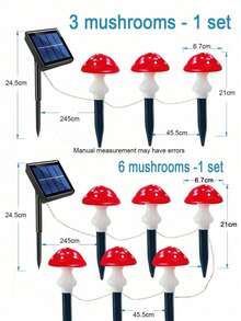 Solar Powered Colorful Mushroom String Lights Outdoor Decoration, Red Mushroom String Lights Waterproof Garden Path Landscape Yard Easter Path Halloween Garden Party Wedding Christmas Decoration (3 Styles, Battery Or Solar Powered) - Multicolor - View 6