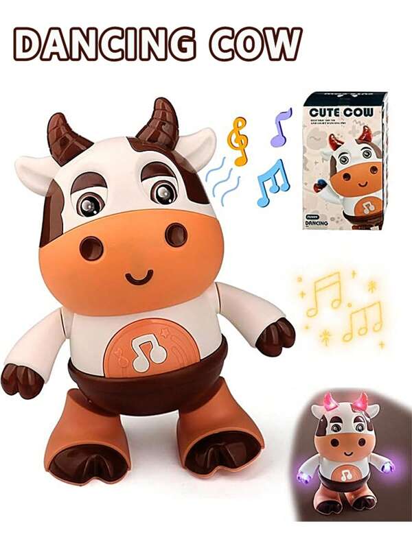 1pc Children Singing & Dancing Toy, Cute Mooing Walking Musical Cow, Parent-Child Interactive Toy, Baby Festival Gift