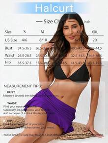 Halcurt Women's Low Waisted Ruched Ruffle Swim Skirts With Hipster Bikini Bottoms Tummy Control Swimsuit - Purple - View 6
