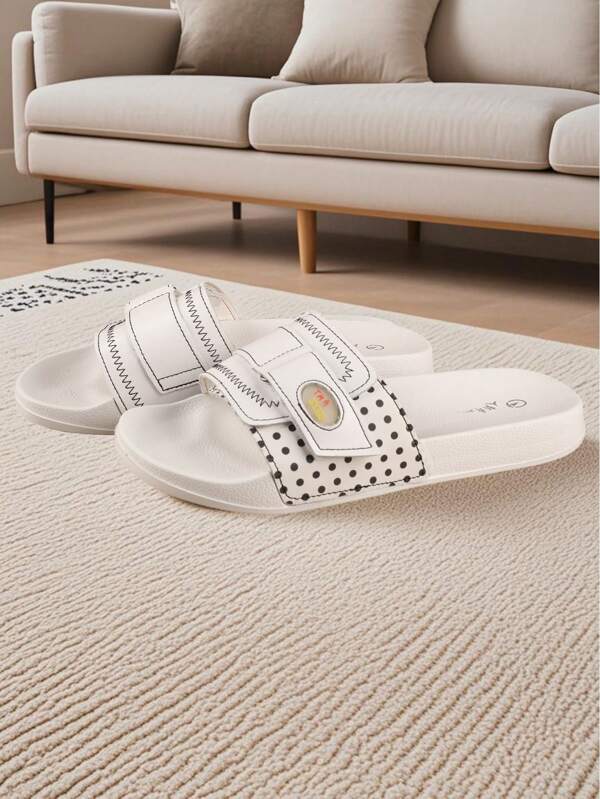 TMA EYES 1 par de pantuflas con puntos para mujer, sexy, de EVA, tipo slip-on, sandalias planas para uso en interiores en primavera/verano