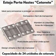 Estojo Organizador para Porta Cotonete Hastes - Fumê - Visão 2