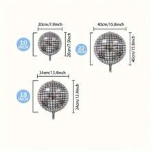 10个/22英寸迪斯科圆形4D铝箔气球，适用于毕业派对、婚礼、派对装饰、圣诞装饰、家居圣诞礼物、圣诞饰品 - 銀色 - 查看 5