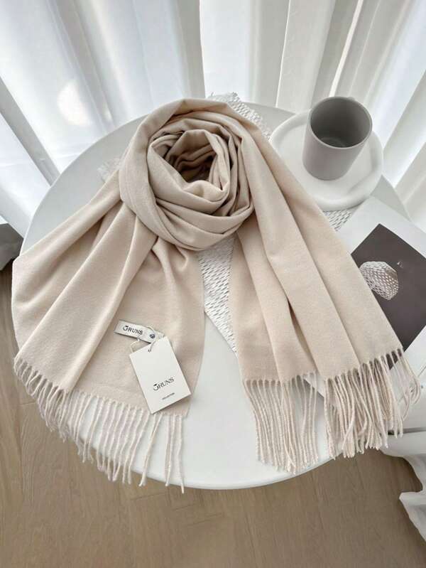 FADZOYLE 1pc Women's Solid Scarf Large Size Silky Soft Cashmere Feel Shawls And Wraps Summer Beach Sunscreen For Wedding And Gift Evening Dresses Travel Office Tassel Scarves