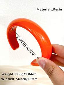 1pc Orange Gradient Color Exaggerated Asymmetric Cuff Bracelet, Everyday Wear Accessory For Women - Orange Series - View 5