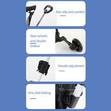 Cocinete de bebé 4 ruedas doble freno trasero ajustar la altura de la silla de bebé plegable con cojín suave gris - Gris - Ver 8