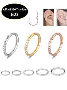 1 pieza Anillo de titanio de aleación F136 de 16G para la nariz, aro de cartílago de la oreja, tragus, aretes de aro del septo nasal G23 Joyería de perforación de titanio