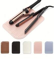 Tapete de Silicone Resistente ao Calor para Chapinhas e Ferros de Enrolar - Design de Onda Antiderrapante, 4 Cores (Bege/Preto/Branco/Azul Claro), Proteção de Ferramenta de Calor e Organizador de Suporte Durável