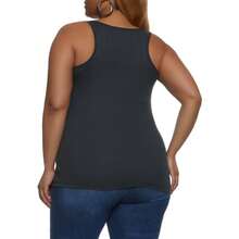 Parte superior de punto acanalado con espalda de tirantes anchos para tallas grandes - Multicolor - Ver 2