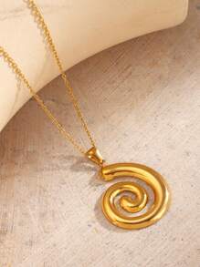 Colar com pingente espiral estilo boêmio de aço inoxidável, 1 peça, para o verão, design elegante para mulheres, uso diário, namoro, férias