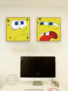 SPONGEBOB Marco de fotos colgante con pintura de Bob Esponja, pintura decorativa para cuarto de niños, mural de dibujos animados adorables de Bob Esponja, pintura de cabecera para dormitorio de niño, pintura colgante para dormitorio de niña, pintura decorativa colgante - Multicolor - Ver 3