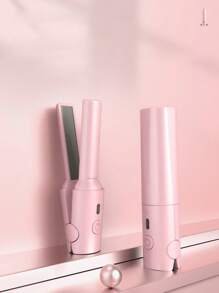 Mini alisador y rizador de cabello 2 en 1 alimentado por USB, plancha de pelo portátil, mini plancha para flequillo, rizada de cabello de bajo consumo inalámbrica y sin recarga para dormitorio, alimentado por USB (sin recarga) - Punta caliente