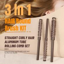 3 In 1 Small Round Brush Kit, 3/7 1/2 5/8 Inch Barrel HairBrush For Blow Drying, Soft Bristles Style Volumize Hair Brush For Women Men, Short Hair, Bangs, Roots, Curling, Straight - #11/ #13/ #16 Round Brush Set