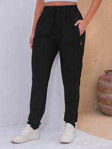 WOMEN'S PANTS, ELASTIC SPORTY - Navy Blue - View 2