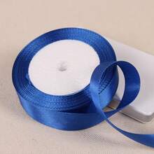 1pc 25 Yards Navy Blue Satin Ribbon, Multi-Size, Suitable For Christmas Tree, Gift Wrapping, Headband, Halloween Balloon, Wedding Party, Bouquet, Candy Sewing, Invitations, Red Ribbon Flowers, DIY Bows, Eternal Florals And Gift Box Packaging - Royal Blue - View 7