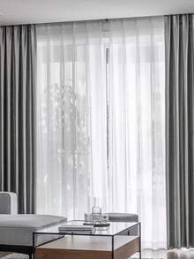 1pc Solid Color Curtain For Living Room Bedroom, Blackout, Decorative, Soundproof, Thermal Insulation, Privacy Protection, With Jacquard Craftsmanship