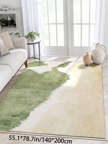 1 Stück großer Teppich für Wohnzimmer in grünbeigem Muster, moderner minimalistischer Stil 1100g/㎡ niedriges Flaumaterial, 5 mm Dicke, weich und angenehm anzufühlen, leicht zu pflegen, wasserdicht und fleckabweisend, rutschfeste Rückseite, maschinenwaschbar, Teppich für Lobby, Schlafzimmer, Küche, Esszimmer, Büro, Raumdekoration und Fußmatte