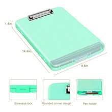 Caja de documentos impermeable A4 tablero de escritura con ranura de pluma caja de almacenamiento de papel multifuncional tablero de escritura de plástico clip de material de aprendizaje artefacto de almacenamiento - Verde - Ver 4