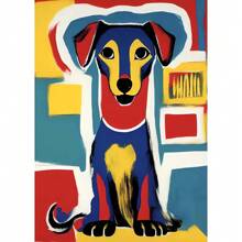 1pc Wall Arts Posters Optional Frame Modern Colorful Cute Dog Posters Canvas Painting Cartoon Abstract Animal Modern Wall Art Picture For Kid Room Home Decoration Painting