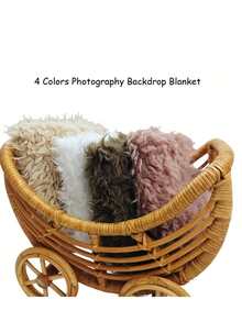 新生儿摄影道具毯子柔软仿毛皮拍摄背景垫背景婴儿照片长毛皮垫婴儿洗澡礼物 - 彩色 - 查看 8