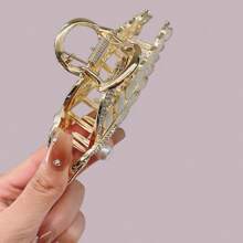 1pc New Cat Eye Stone Wheat Ear Clip Hair Clip, Women Hair Claw, Luxury Retro Metal Leaf Hair Clip Summer
