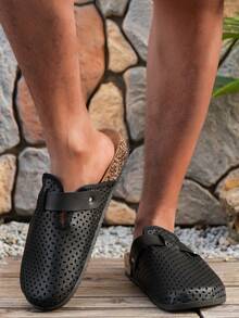 Unisex Adjustable Slip-On House Slippers, Non-Slip & Durable For Indoor/Outdoor Wear - 3600 Black - View 3