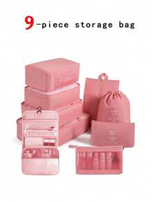 9pcs Bohemian Style Travel Packing Organizer Set, Includes Toiletry Bag, Cosmetic Bag, Underwear, Shoes And Clothing Pouches. Ideal For Travel, Hospital, Dorm, School, Vacation, Back To School Essentials - Multicolor - View 6