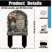 2D Flat, 1 Piece Classic Memorial Acrylic Garden Stake Plaque With Floral & Butterfly Design, Ground Installation, No Electricity Needed, Perfect For Easter Or Cemetery/Garden Decoration | Classic Memorial Design | Includes Flower Vase, Memorial Day Decoration